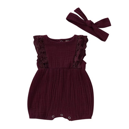 Baby Girl Adorable Romper and Hairband Set