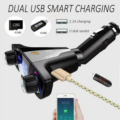 Wireless Car FM Adapter with Dual USB Charging and LED Screen