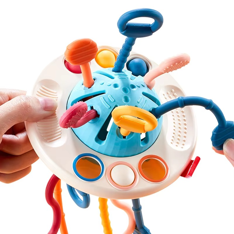 Interactive Baby Toy with Pull String and Teether - Hehif
