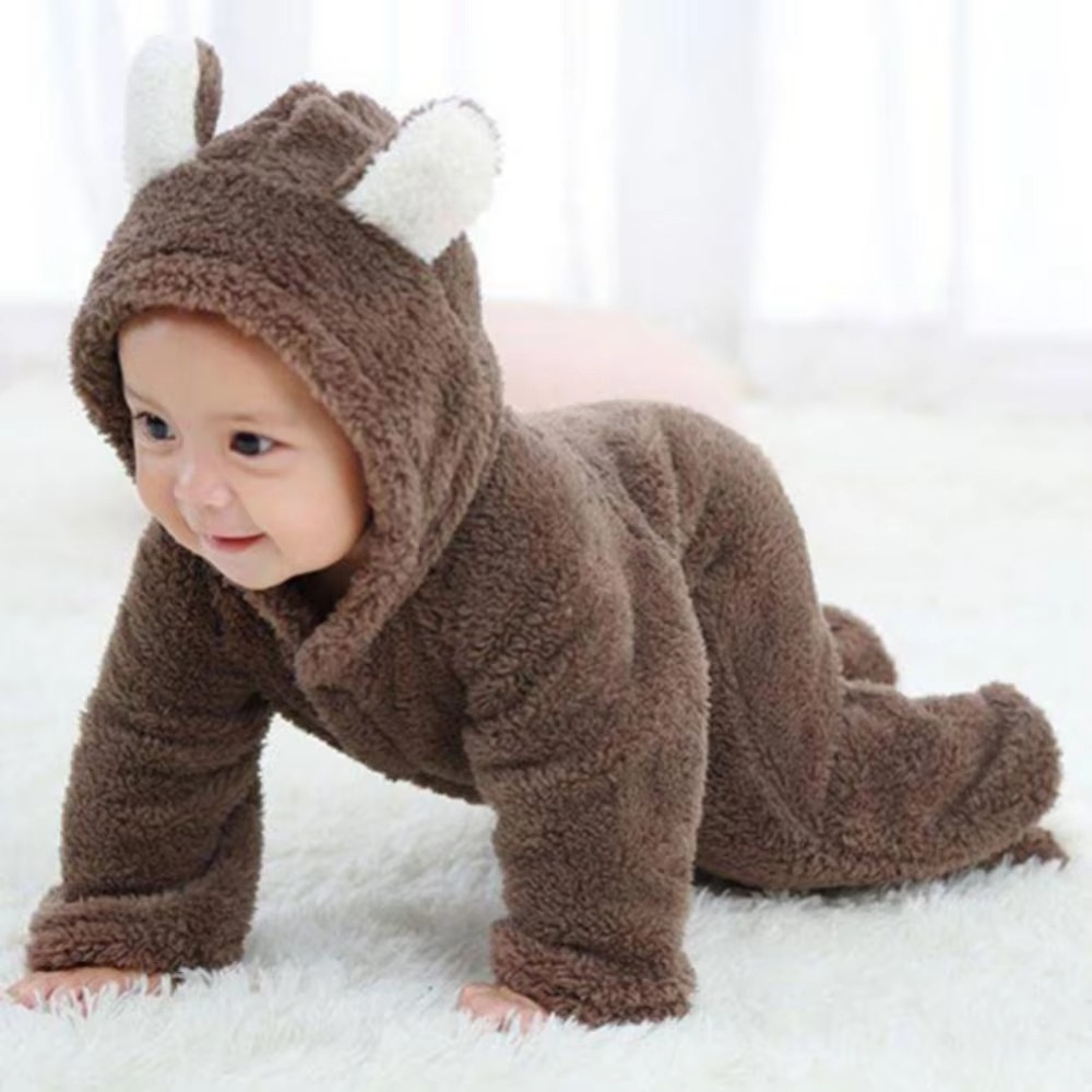Soft Plush Baby Winter Onesie Animal Design