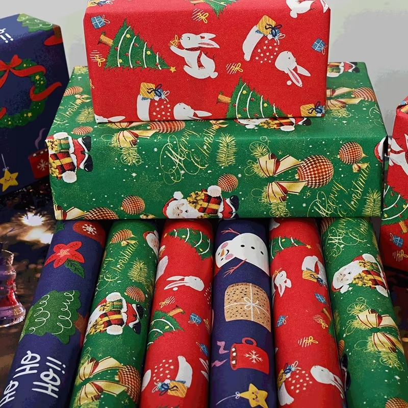 Colorful Holiday Gift Wrap Paper Roll, 16.4ft x 19.7in