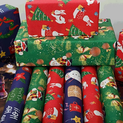 Colorful Holiday Gift Wrap Paper Roll, 16.4ft x 19.7in