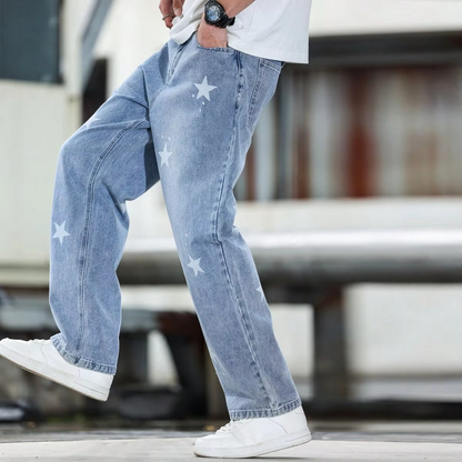 Comfortable Fit Relaxed Blue Jeans Pants - Hehif