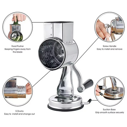 Easy Grip Vegetable Grater with 5 Sharp Steel Blades