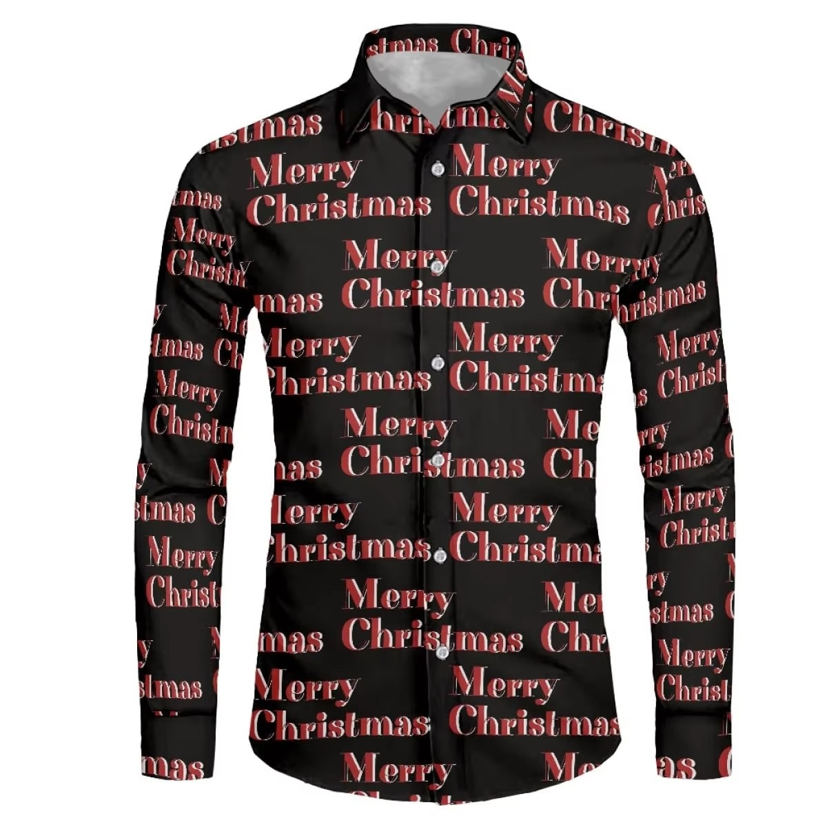 Mens Festive Holiday Long Sleeve Button Down Shirt