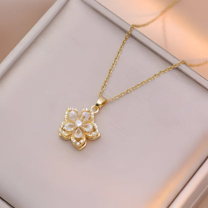 Sparkling Floral Pendant Necklace – Durable Fashion Jewelry