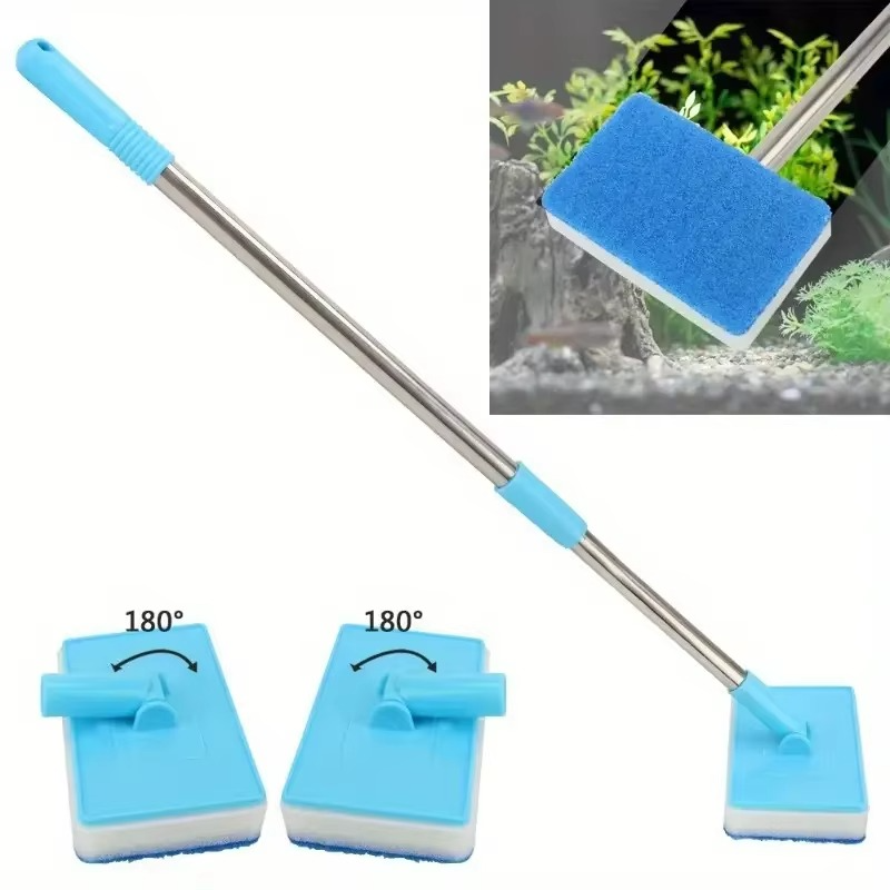 Flexible Fish Tank Cleaner with Adjustable Scrubber Head