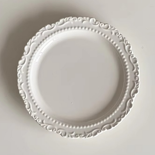 Delicate White Ceramic Dessert Plate - Hehif