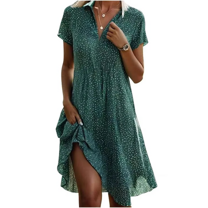 Chic Spot Print Knee Length Dress for Ladies