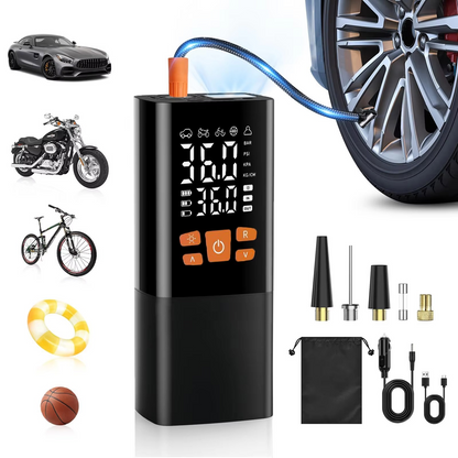 Compact Car Tire Air Pump, 180 PSI Rechargeable Compressor - Hehif