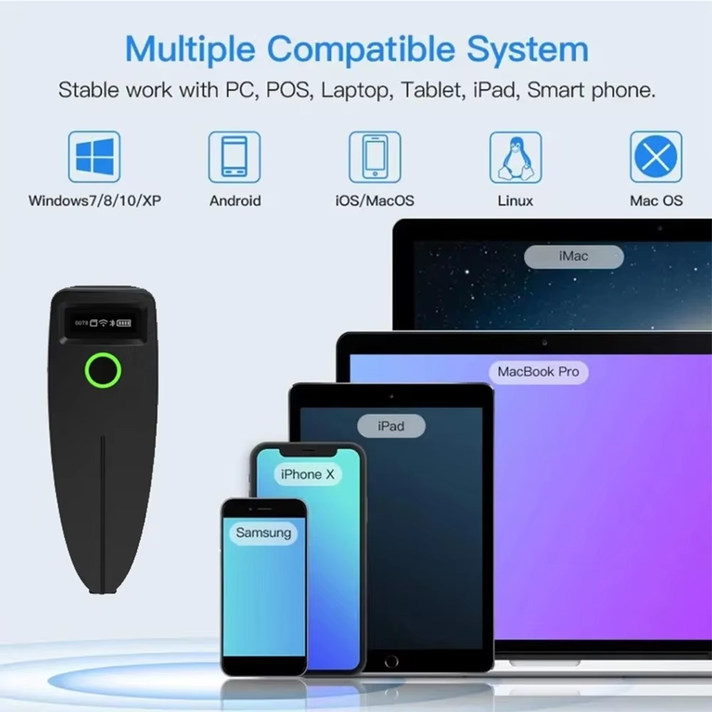 Compact Wireless Barcode Reader With LCD Screen
