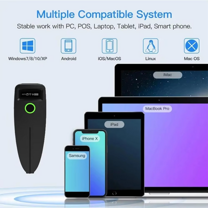 Compact Wireless Barcode Reader With LCD Screen