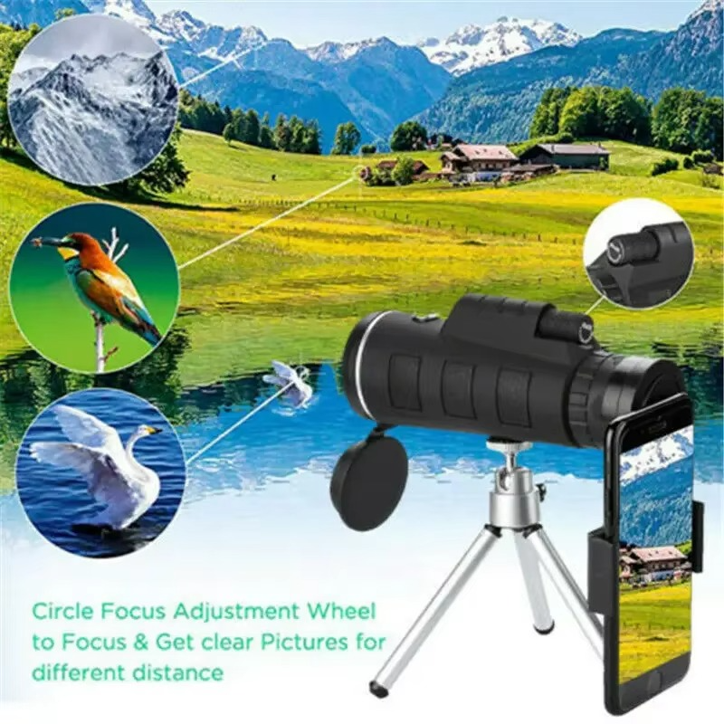 Portable HD Monocular Telescope with Phone Adapter and Stand