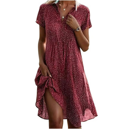 Chic Spot Print Knee Length Dress for Ladies
