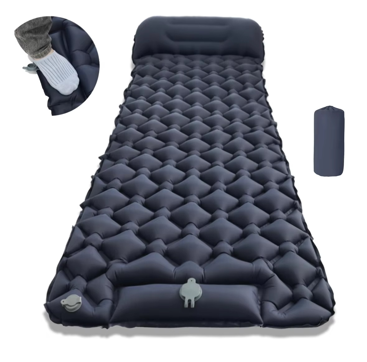 Portable Air Bed Camping Mattress with Built-In Pillow