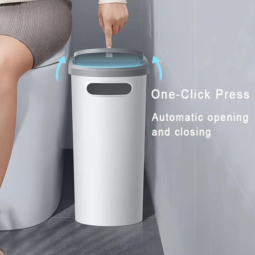 Compact Slim Trash Can with Simple Touch Lid