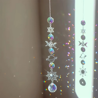 Celestial Star Moon Glass Wind Chime Pendant Decoration - Hehif