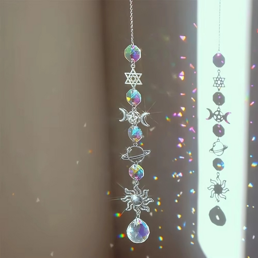 Celestial Star Moon Glass Wind Chime Pendant Decoration - Hehif