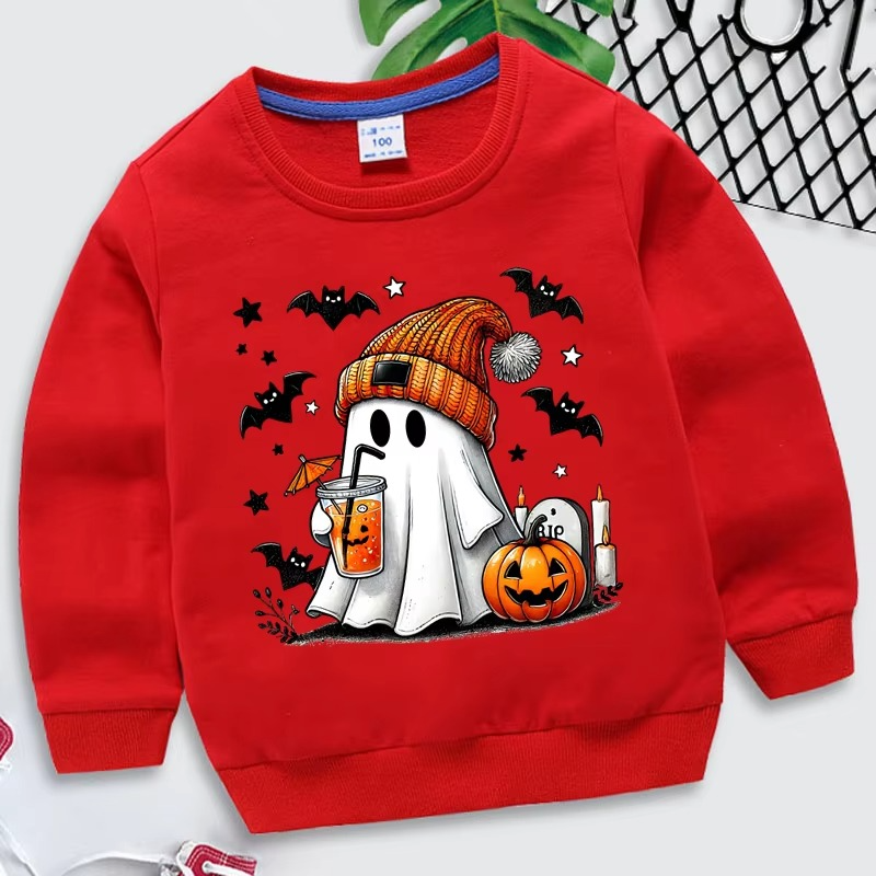 Spooky Fun Kids Halloween Sweatshirt with Ghost Design