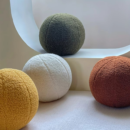 Plush Round Accent Pillow Soft Cotton Zipper Closure