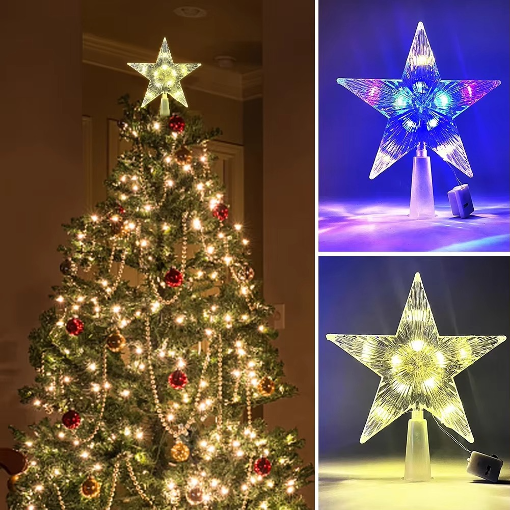 Sparkling LED Christmas Tree Topper Star 6 Inch