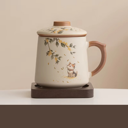 Traditional Asian Tea Infuser Coffee Mug, 13.5oz