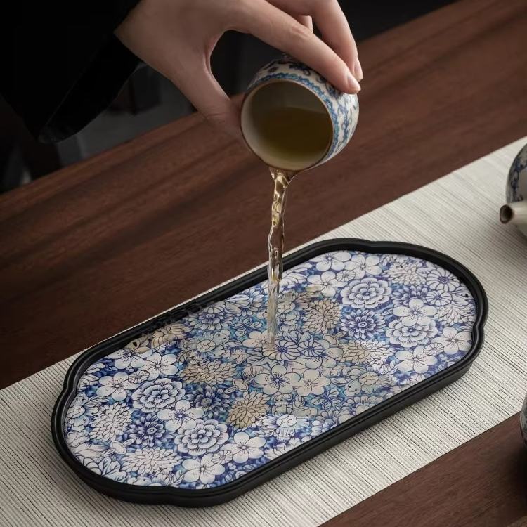 Traditional Chinese Tea Set for Two with Wooden Tray
