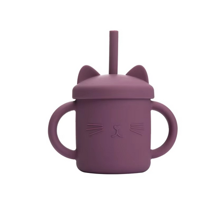 Cute Baby Silicone Sippy Cup with Easy Grip Handles