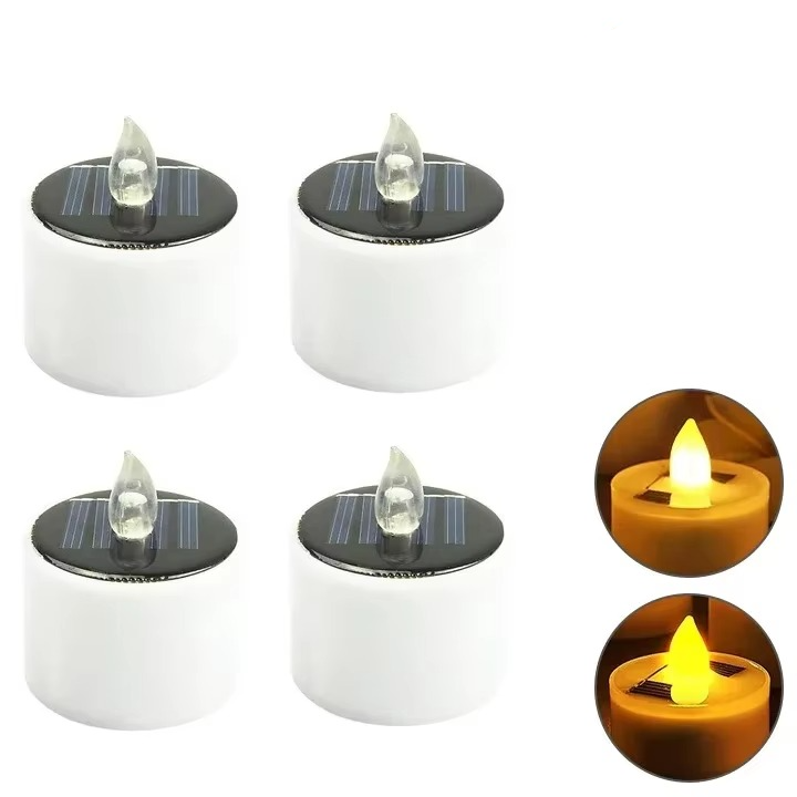 Outdoor Solar LED Candle Lights, Waterproof Rechargeable Decor