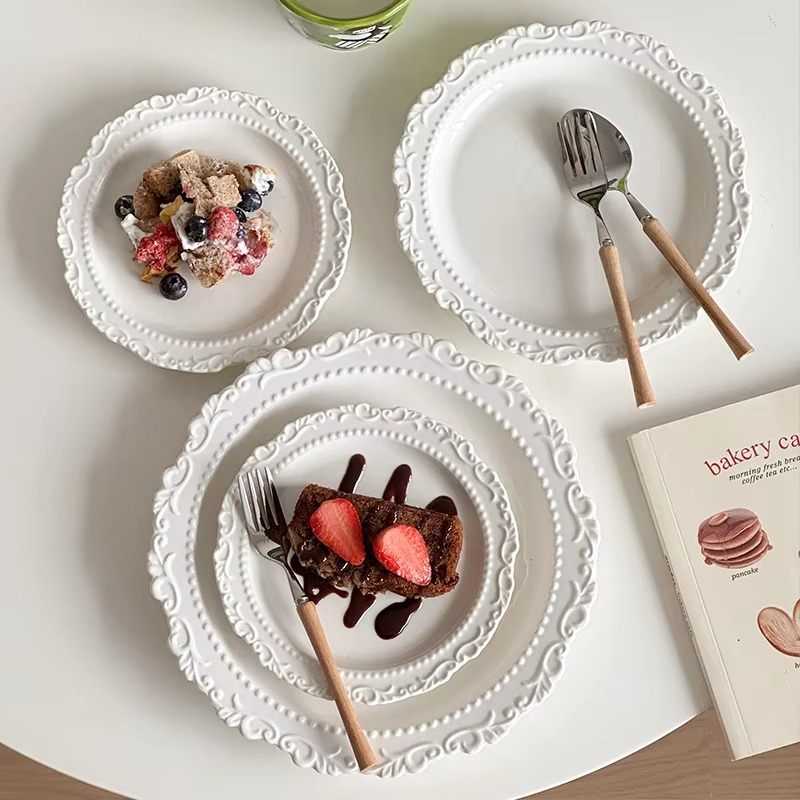 Delicate White Ceramic Dessert Plate