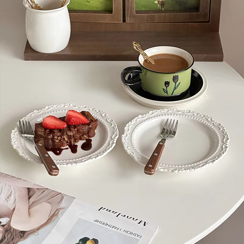 Delicate White Ceramic Dessert Plate