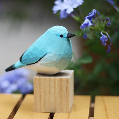 Rustic Wooden Bird Figurine Decor