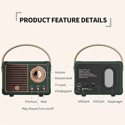 Classic Portable Bluetooth Speaker with Deep Bass