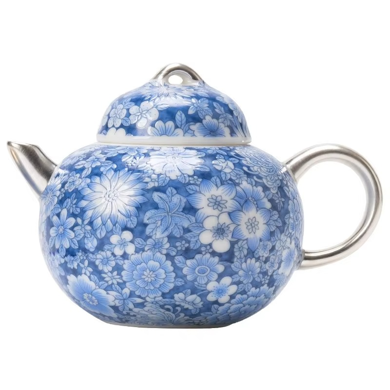 Classic White and Blue China Tea Pot Set - Hehif