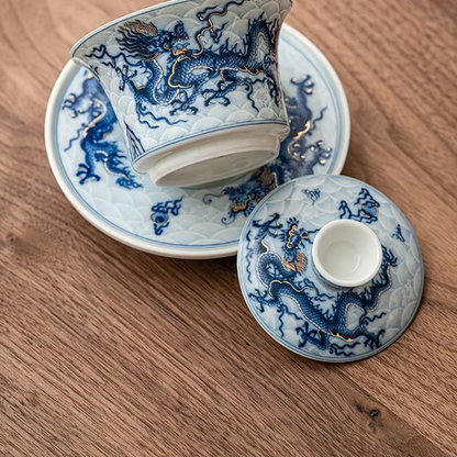 Traditional Chinese Dragon Porcelain Tea Infuser Set