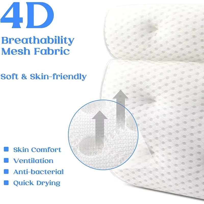 Comfortable Bath Pillow with Breathable Mesh for Head Support