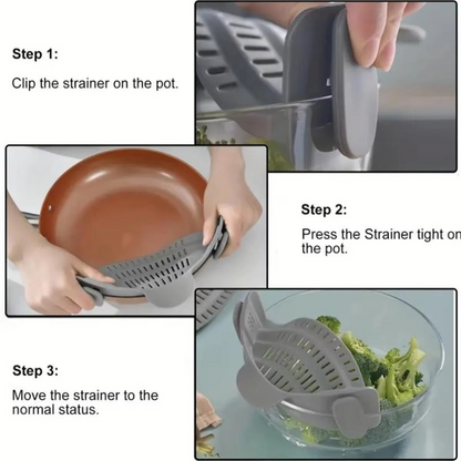 Easy Fit Silicone Colander Clip for Pots and Pans