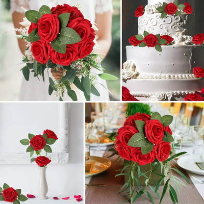 Natural Looking Red Silk Roses (Pack of 25/10)