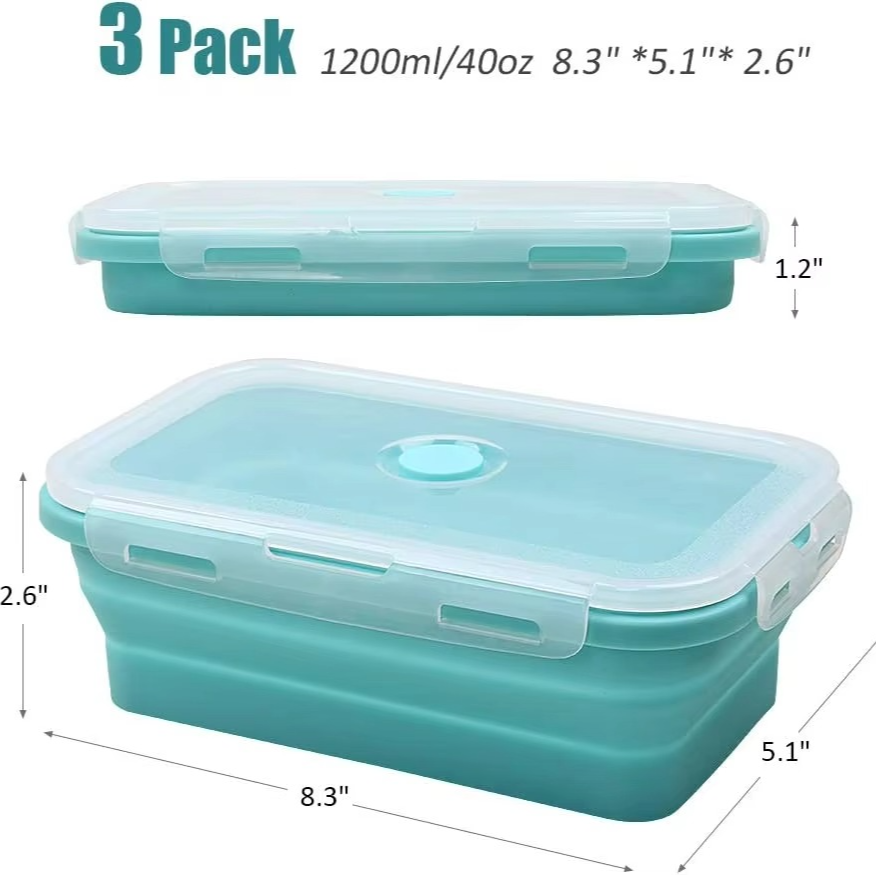 Space Saving Silicone Kitchen Containers 3 Piece Set