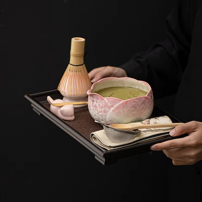 Luxury Matcha Whisk Set with Sparkling Floral Pattern