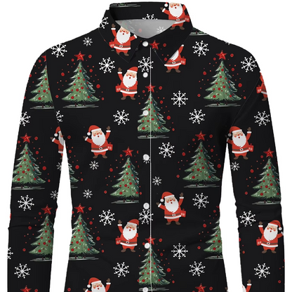 Mens Festive Santa Reindeer Dress Shirt