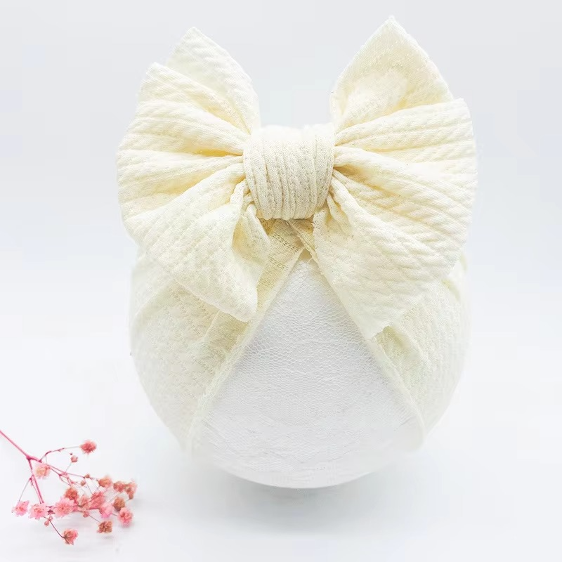 Soft Cable Baby Hat with Floral Headband