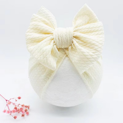 Soft Cable Baby Hat with Floral Headband
