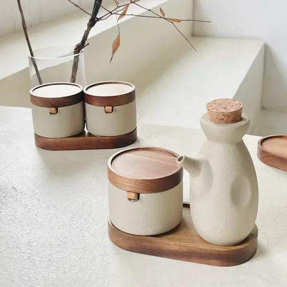Vintage Style Spice Jar with Wood Top