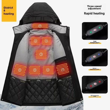 Warm Insulated Men's Ski Jacket with Smart Heat Technology