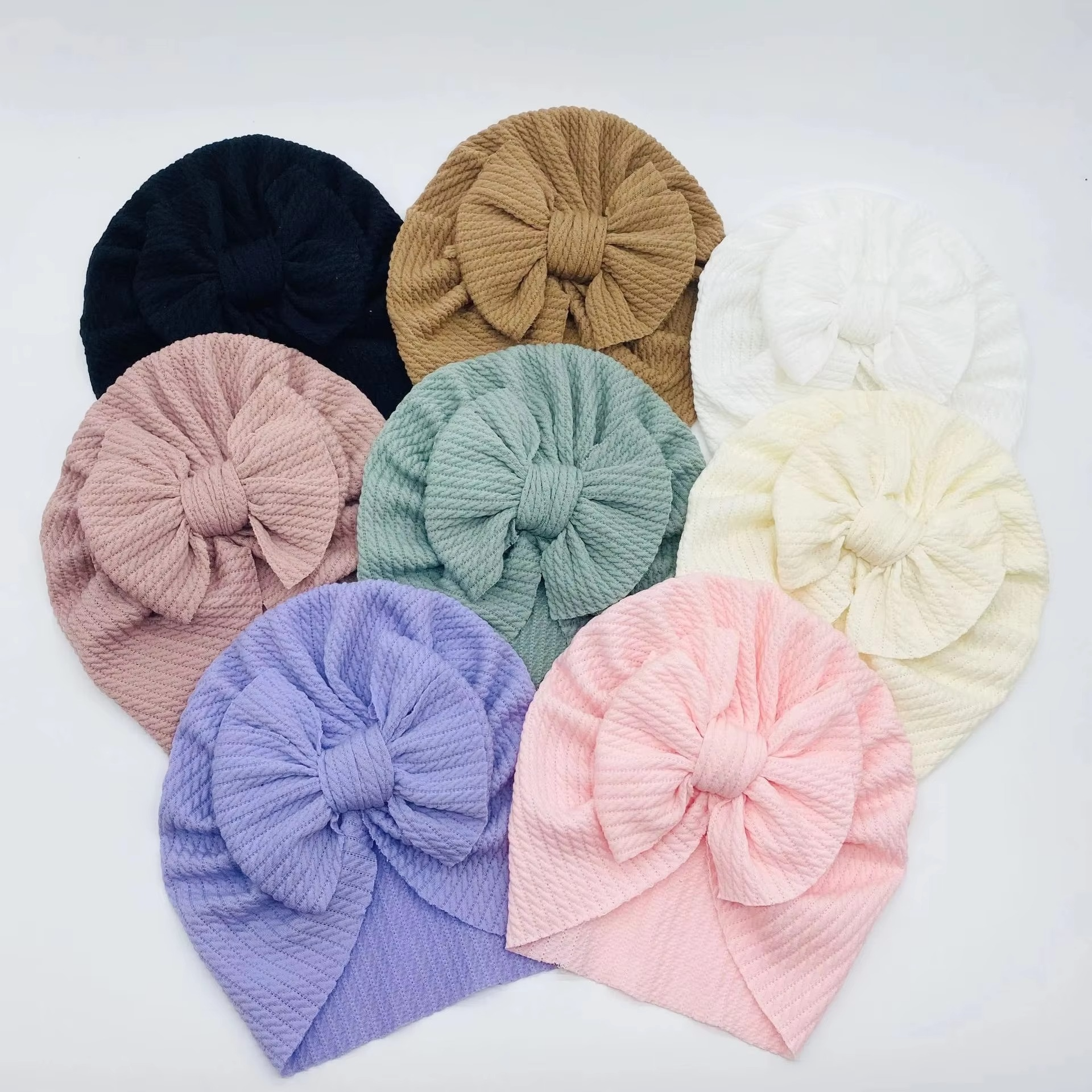 Soft Cable Baby Hat with Floral Headband - Hehif