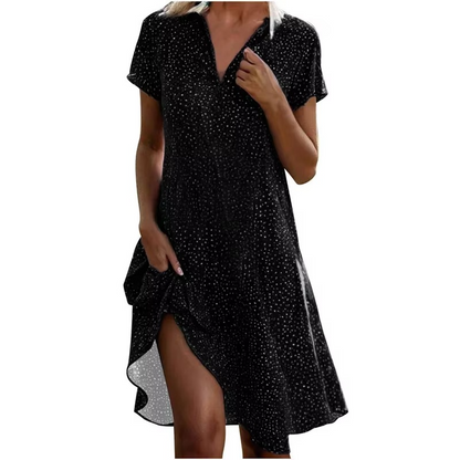 Chic Spot Print Knee Length Dress for Ladies