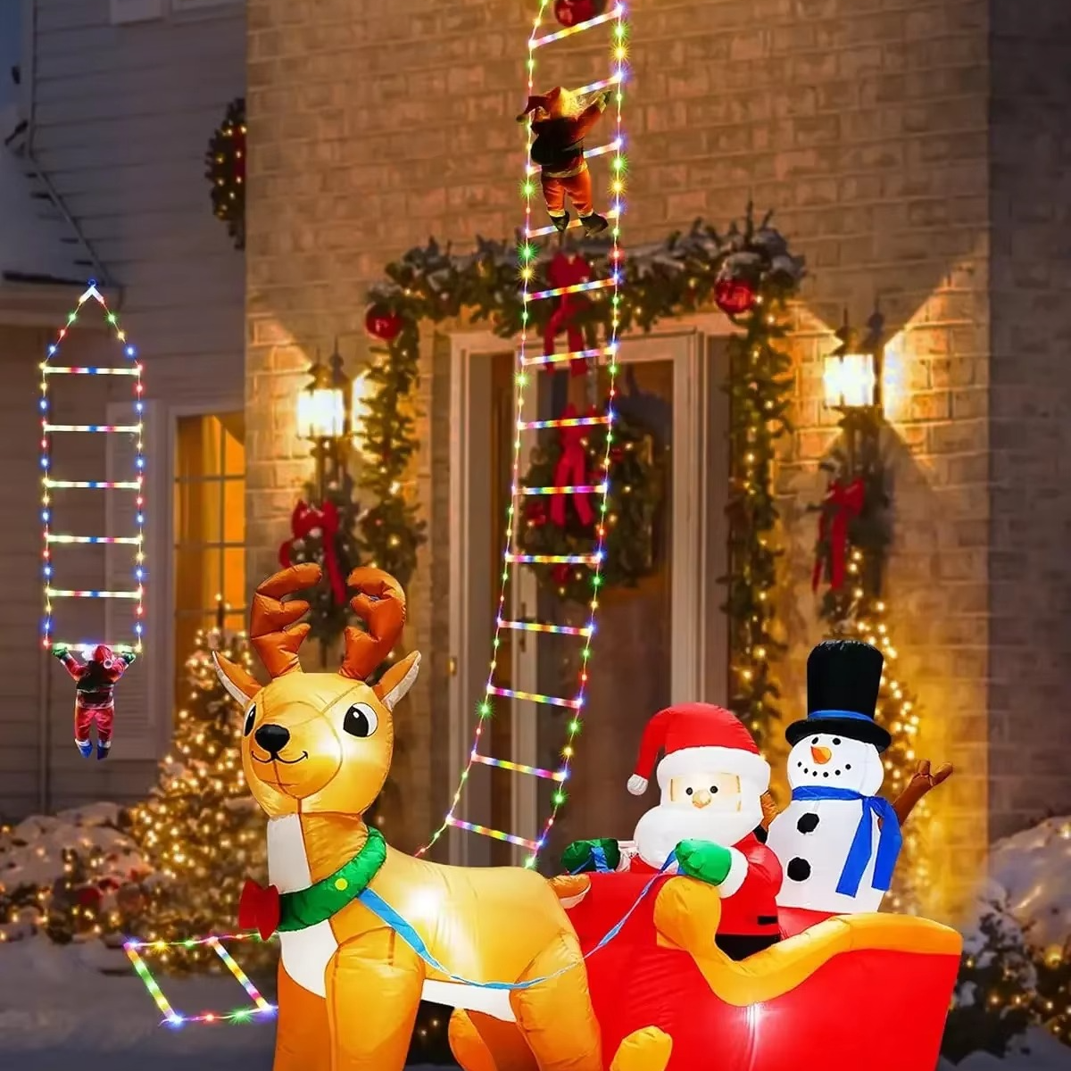 Festive LED Christmas Tree Lights with Santa Decor
