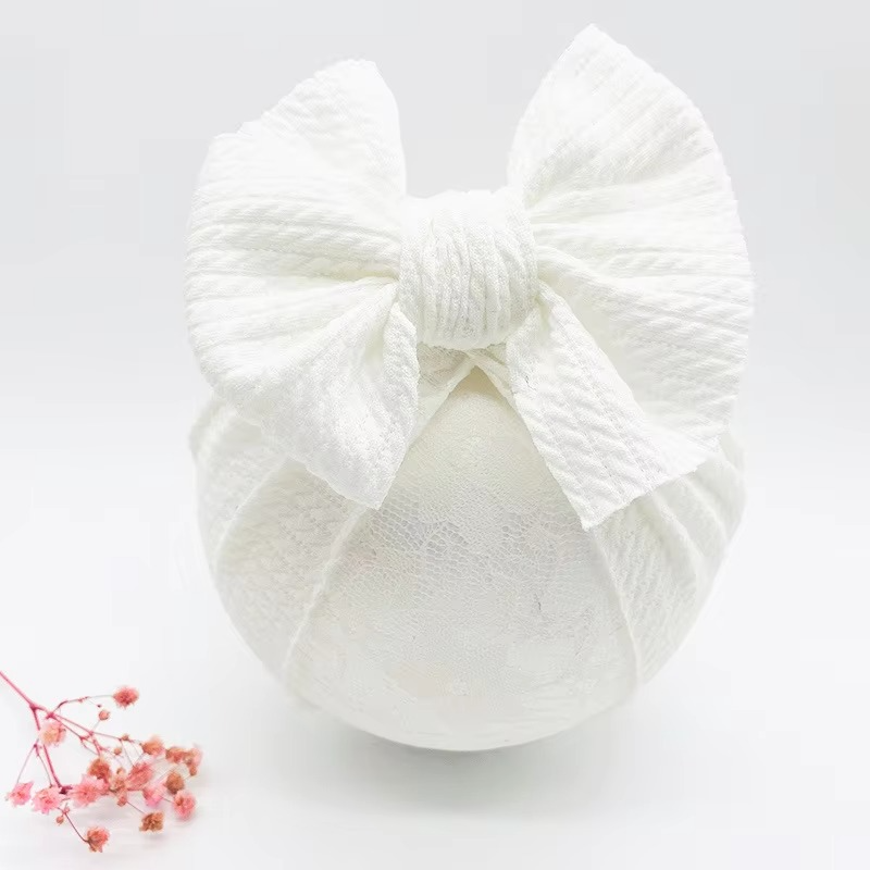 Soft Cable Baby Hat with Floral Headband
