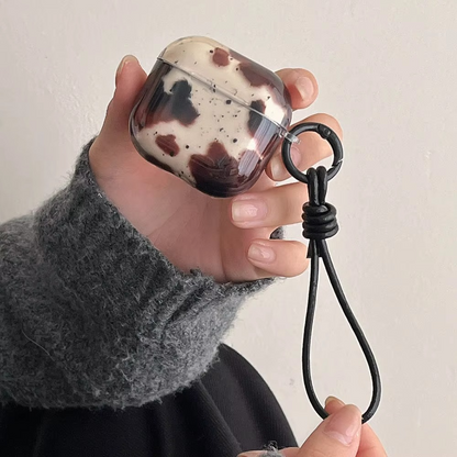 Stylish Agate Design AirPods Cover with Leather Strap